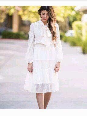 Eva Mendes for NY&C Tatum Dress in cream lace M